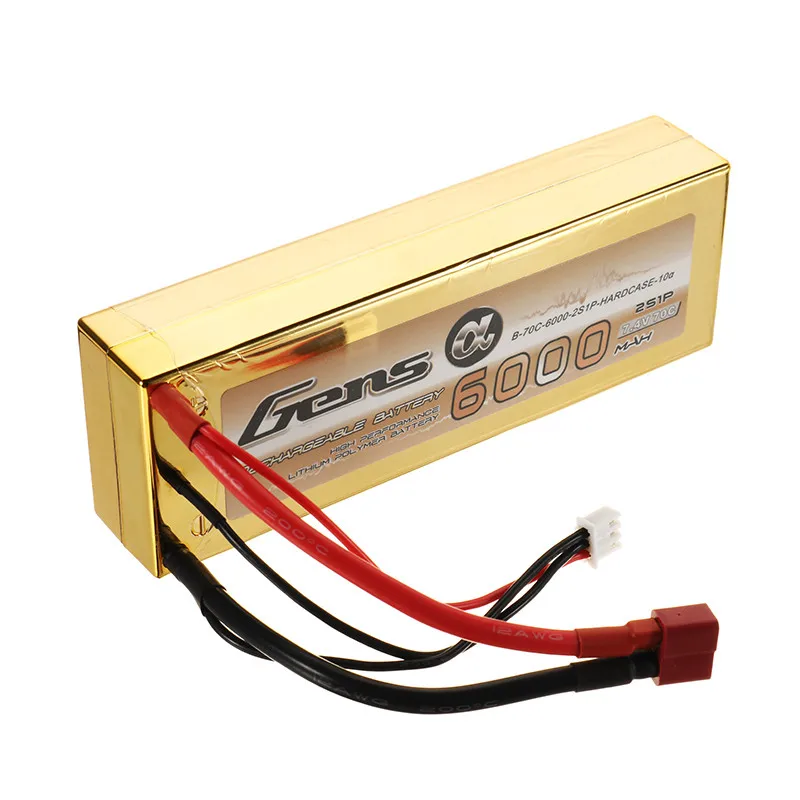 Новое поступление Gens Ace 7,4 V 6000mAh 70C 2S перезаряжаемая Lipo батарея 4 мм разъем типа "банан" для Axial AX10 Scorpion 1/8 RC автомобиля