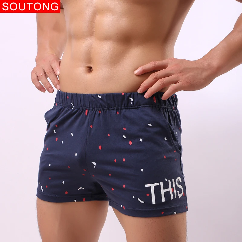 Soutong Boxer Men Summer Loose Short Home Underpants Cotton Soft