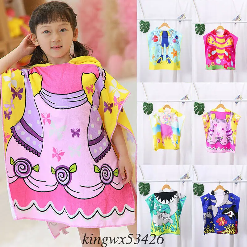 

2019 Children Cute Cartoon Cloak Hooded Beach Towel For Bath Beach Boys Girls