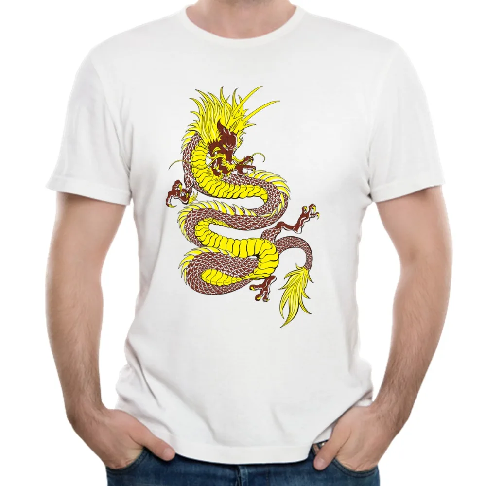 Golden Dragon 3D Print 100% Pure Cotton Breathable Comfort Men Unisex Short Sleeved Summer Tops Tees XIECONG | Мужская одежда