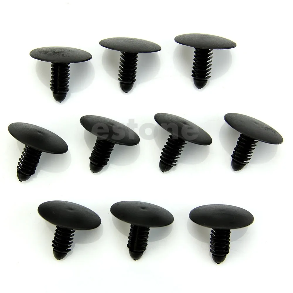 10 Pcs Plastic Fastener Rivet Retainer Hood Insulation Clips Blackin