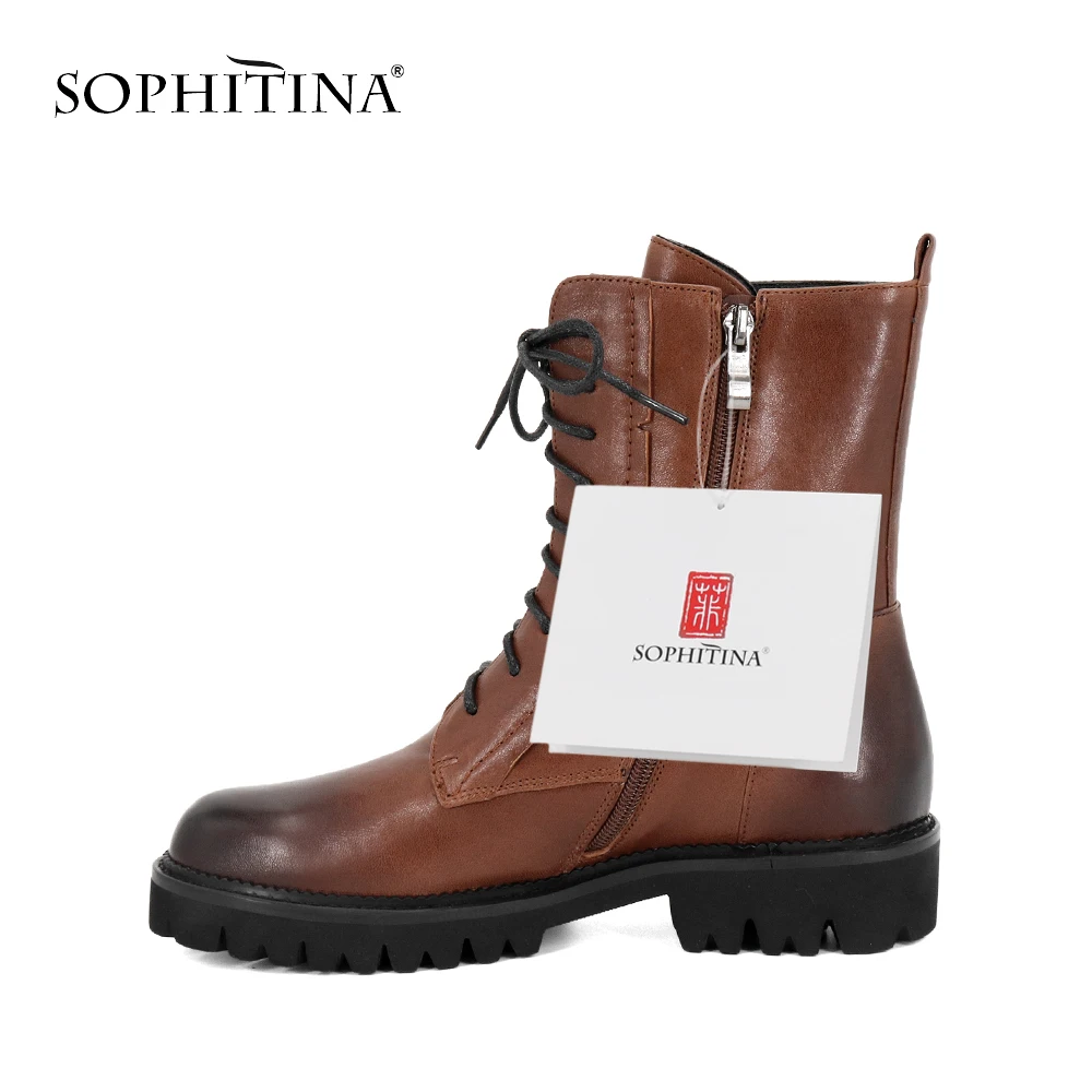 SOPHITINA/Новинка Лидер продаж Женские ботинки в байкерском стиле Удобные однотонные
