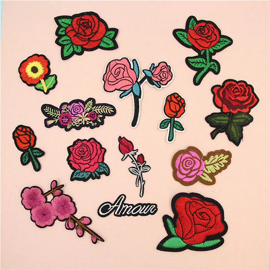 Patches Clothing Small Embroidered Flowers Applique Embroidery Roses