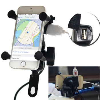

360 Degree Rotation Mount 3.5-6.3 inch Mobile Phone GPS Universal Holder Stand Motor cycle Phone Holder With 5V USB Charger Port