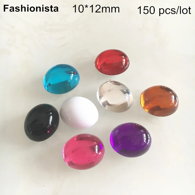 

150 pcs Oval Acrylic Cabochon,10*12mm Smooth Crystal Cabs,Flat Back Domed Cabochon Beads,Crystal Resin Oval Beads For Crafts -WW