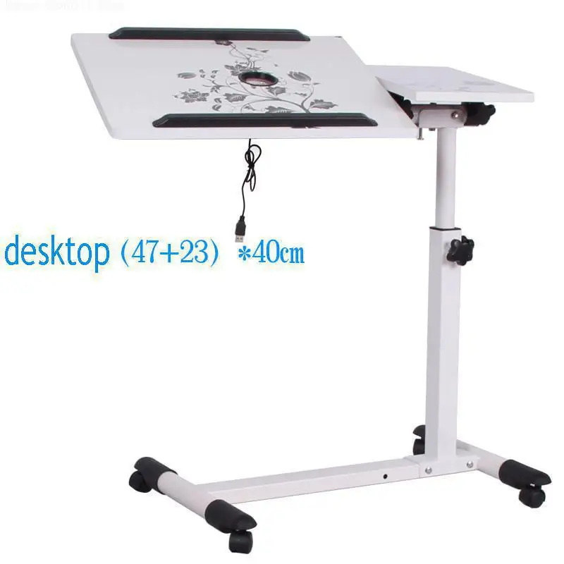 Поворотный компьютерный стол для колеса кровати с регулировкой высоты тормоза, стол для ноутбука с usb-вентиляторами, мебель для дома и офиса - Цвет: 4
