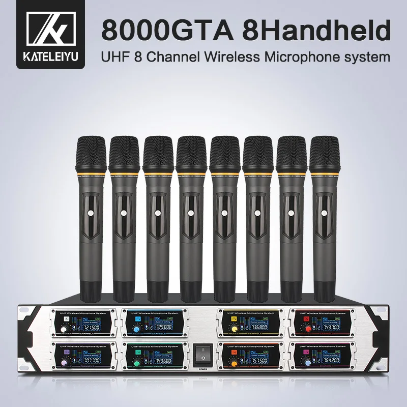 Профессиональный беспроводной микрофон 8000GTA UHF 8 канальный фиксированную частоту