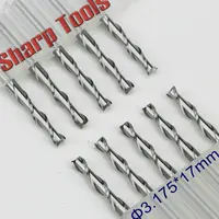 פלדה מיל עבור 10pc 3.175 * 17mm 2 ביטים נתב CNC קאטר קרביד מיל חליל הסוף עבור מחתכים פלדה טונגסטן ספירלה מכונת כרסום אקריליק MDF (1)