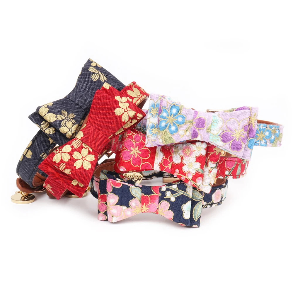 Lovely Bow Cat Dog Collar Necklace Puppies Cat Collar Leatherwear Adjustable Cat Collars For Pet Supplies Cat And Dog Universal Lovely Bow Cat Dog Collar Necklace Puppies Cat Collar Leatherwear Adjustable Cat Collars For Pet Supplies Cat And Dog Universal