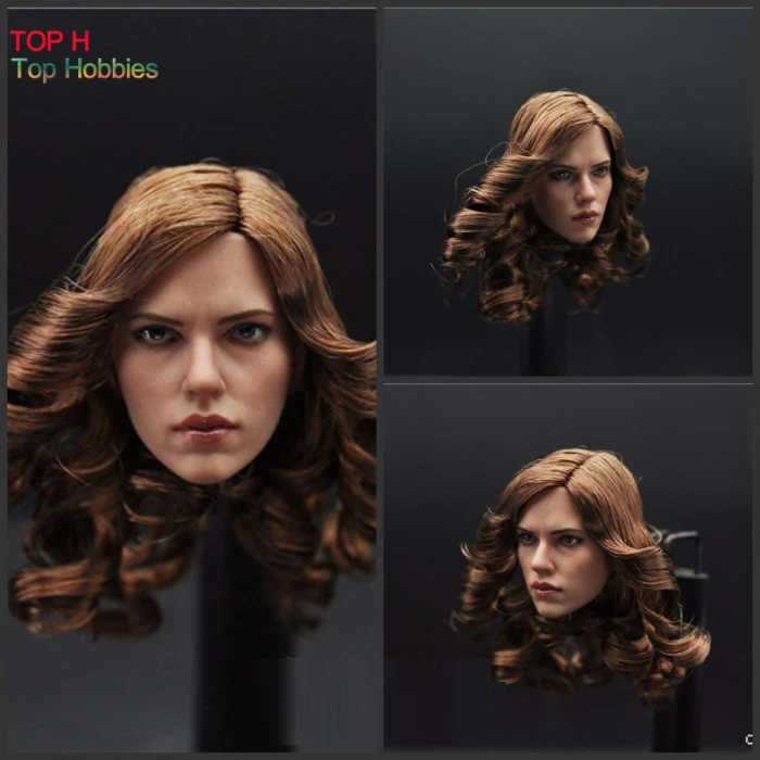 1:6 Scarlett Johansson Black Widow Head Model For 12/" HT Phicen Female Body Toy