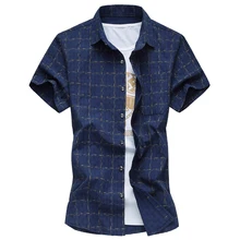 Новая летняя Стильная мужская короткая рубашка высокого качества модная повседневная приталенная универсальная рубашка в клетку с короткими рукавами большой размер M-6XL