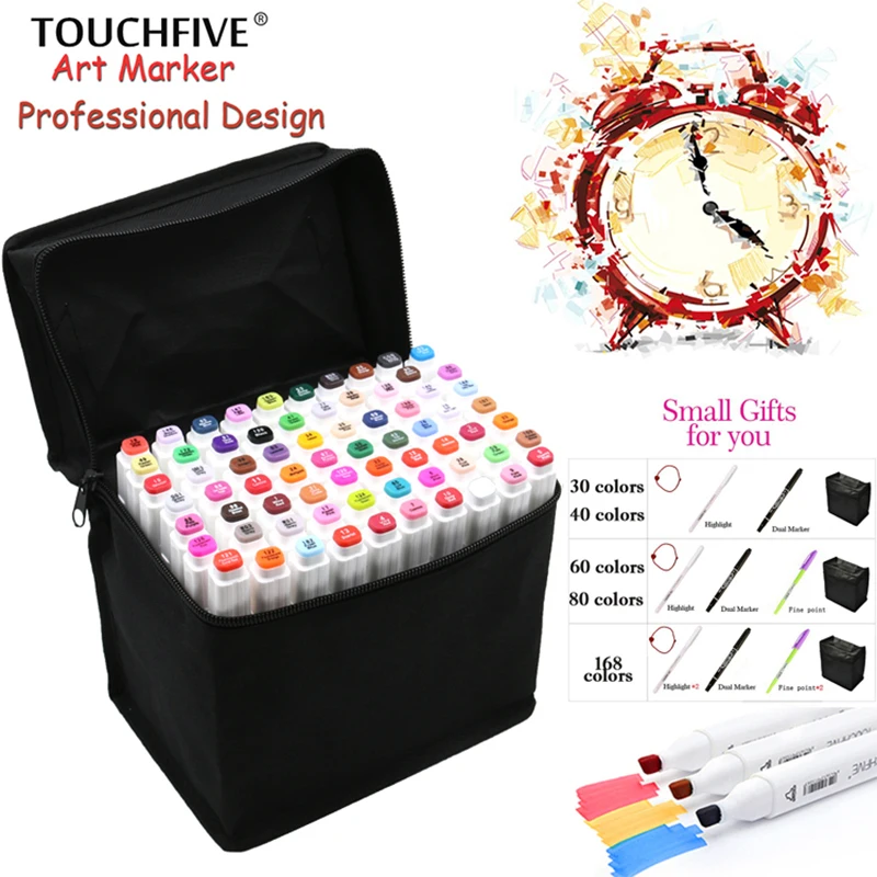 

Touchfive 80 Colors Pen Marker Set marcadores touchfive Sketch Markers Brush Pen For Draw Manga Animation Design Art Supplies