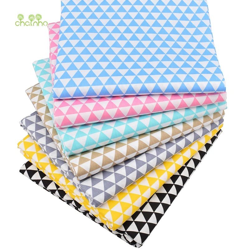 

Chainho Twill Cotton Fabric,Patchwork Triangle Tissue Cloth,DIY Sewing Quilting Fat Quarters Material For Baby&Children,7pcs/lot