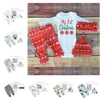 

Toddler baby outfit set / 4 pcs/set / Christmas or Halloween outfits set (Hat + headband +leggings + Bodysuits)