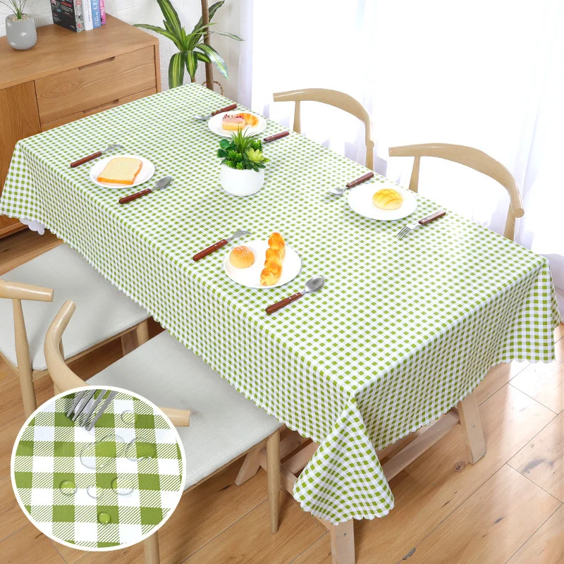 

Proud Rose Waterproof Table Cloth Household PVC Oilproof Tablecloth Plastic Rectangular Print Rural Lattice Table Cover