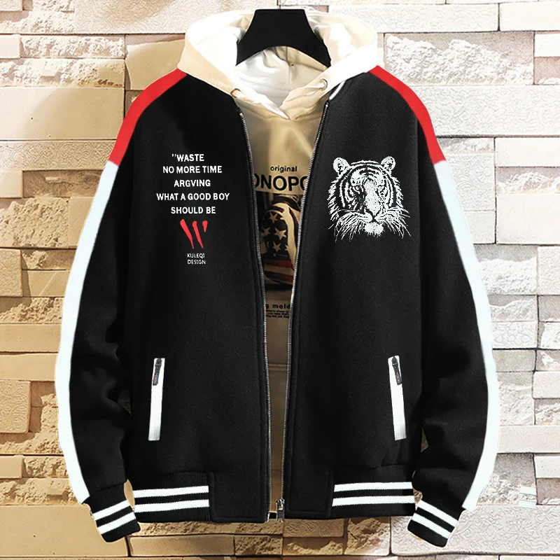 

new plus size 8XL 7XL Spring Mens Jacket trench coat Contrast Color Slim Zipper Pocket Sweatshirt Casual Autumn Hooded Coat