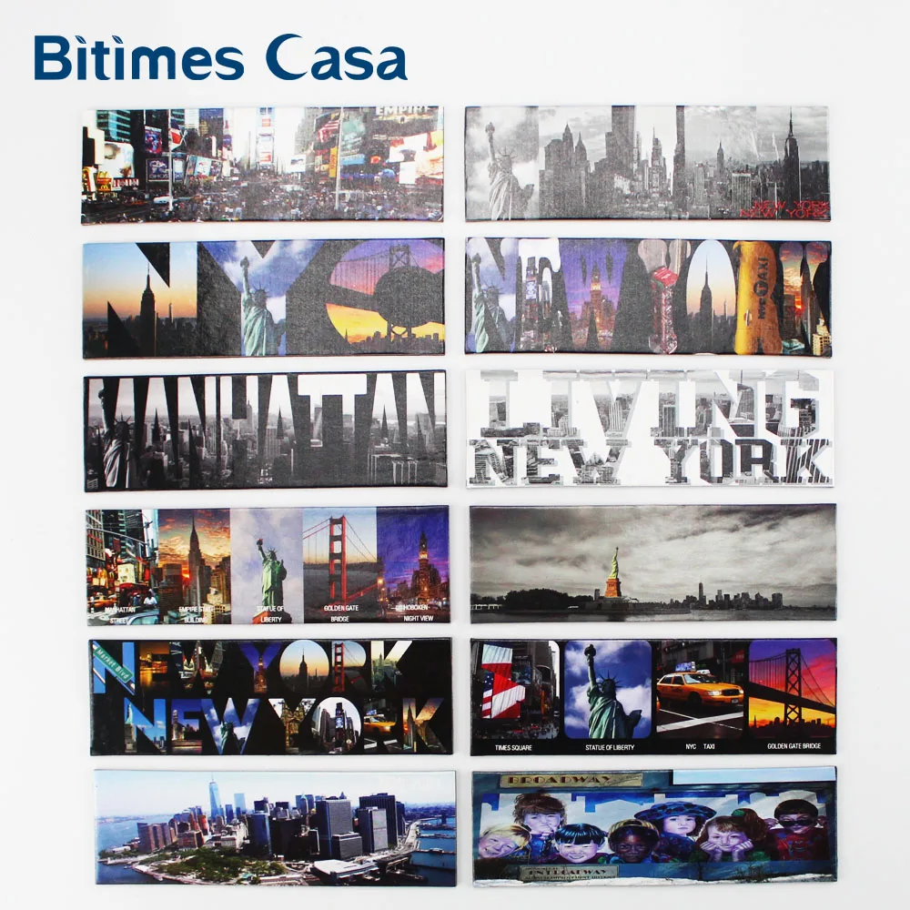 

12PCS New Design New York Landscape Fridge Refrigerator Magnets Home Decors Yellow Cab Stature Of Liberty Travel Souvenir