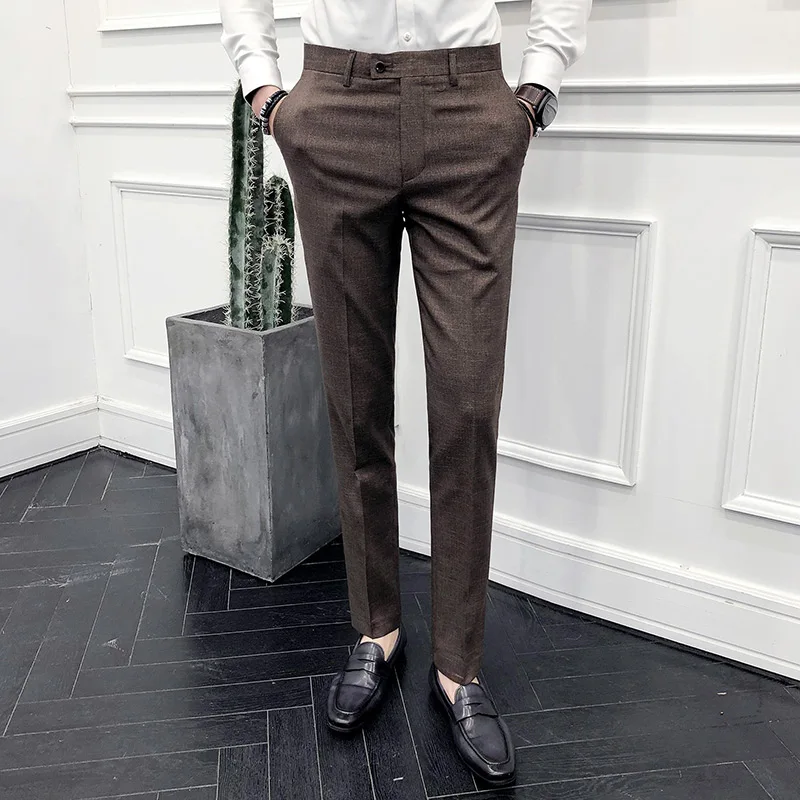 

Men's Fashion Boutique Pure Formal Business Suit Pants Men's High-end Brand Wedding Dress Suit Pants Male Slim Casual Trousers