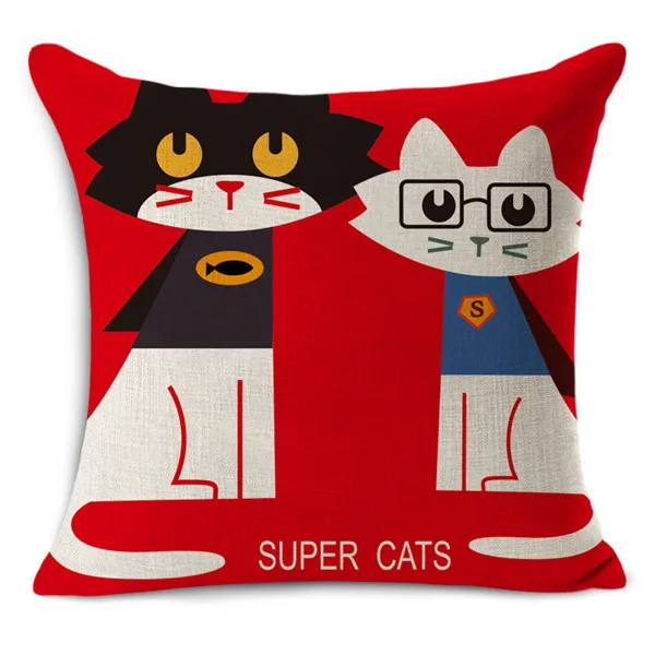 Nordic Style Cartoon Animals Cushion Cover Cotton Cat Printed Square Pillowcases Decorative Pillows Cojines Decorativos Para Sof