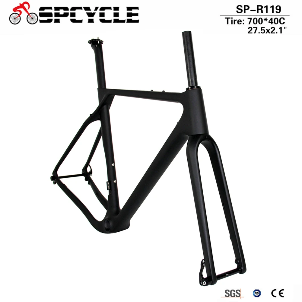 Clearance Spcycle Carbon Gravel Frame Aero T1000 Carbon Cyclocross Bike Frame Disc Brake Road Bicycle Frame Max Tire 700*40C or 27.5*2.1 1