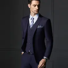 3 шт мужской костюм модный Бизнес жених Свадебная вечеринка Выпускной смокинг поддержка на заказ