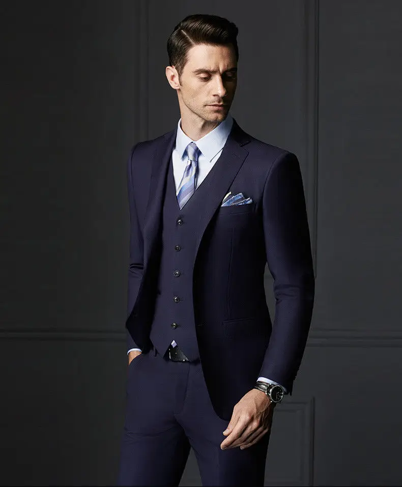

3pcs Men Suit Fashion Business Groom Wedding Party Prom Tuxedo Support Custom