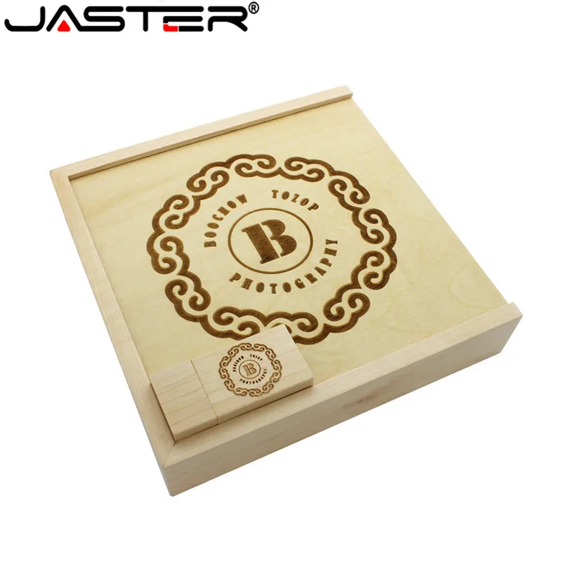  JASTER maple Wooden Photo Album usb + Box usb flash drive U disk Pendrive 64GB 16GB 32GB free LOGO 