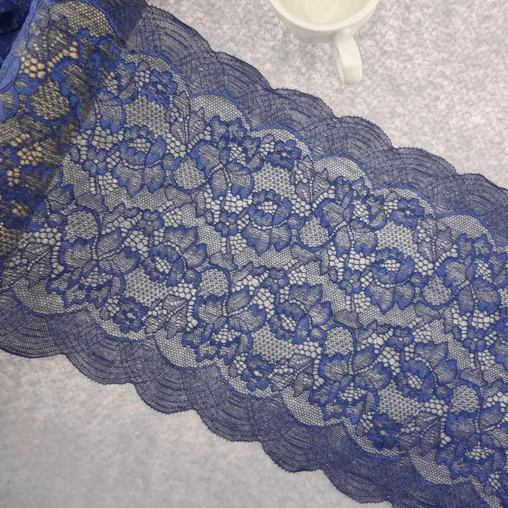 

#22 Elastic Lace 20CM Wide 2 yards/lot Blue DIY Crafts Sewing Embroidered Hair Decoration Dress Lace Clothing Material