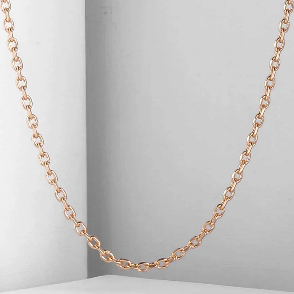 

2mm Thin Women Girl 585 Rose Gold Color Rolo Cable Link Chain Necklace Elegant Jewelry 20-24inch CN14