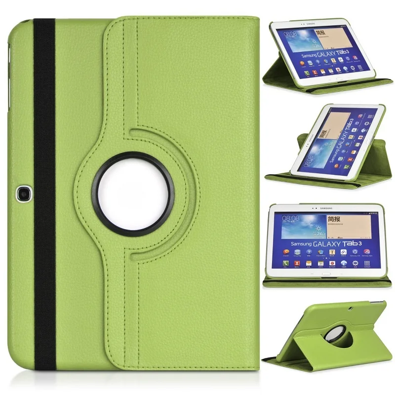 

360 Rotating Case for Samsung Galaxy TBA 3 10.1 Flip Holder Stand PU Leather Cover Tab 3 10.1" GT P5200 P5210 P5220 Tablet Cases