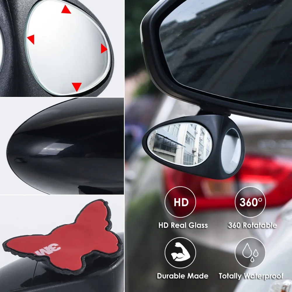 2 шт./лот, Автомобильное Зеркало для слепых зон, двойное зеркало, широкий угол поворота 360, регулируемое HD выпуклое зеркало заднего вида, переднее заднее колесо, безопасность парка