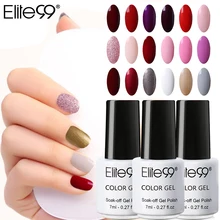 Elite99 7ML Pure Unhas de Gel Unhas de Gel Laca Polonês Soak Off LED UV Lâmpada Da Arte Do Prego Manicure Topo De Base casaco Pick 1 De 58 Cores(China)