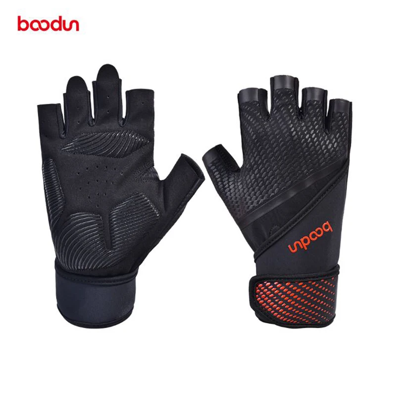Boodun Sport Weight Lifting Gloves with Wrist Wrap Support Full Palm Protection for Pull Ups Fitness Training Body Building