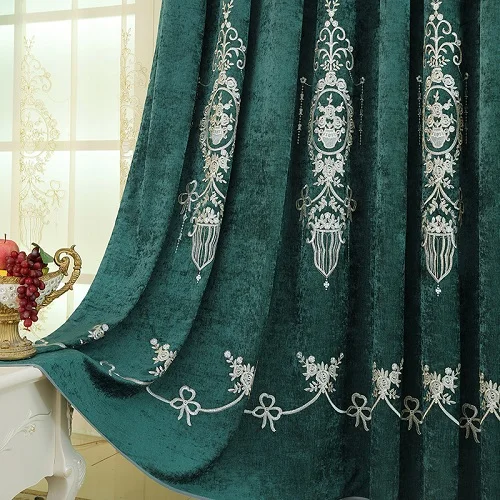 Европейская роскошная Высококачественная затемненная занавеска для гостиной виллы, занавески для французского окна и кухни - Цвет: green curtain