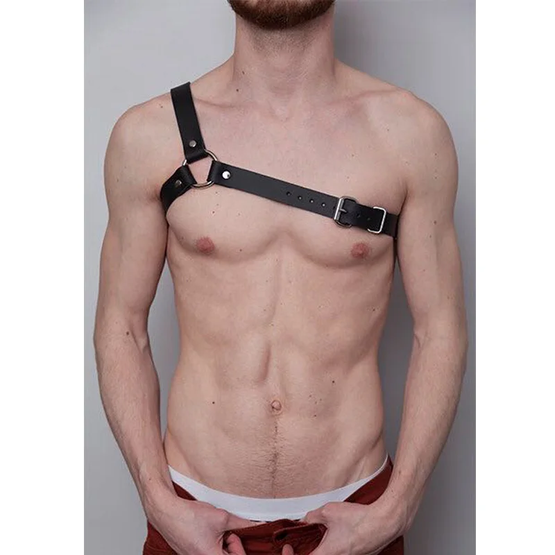 Новое Сексуальное мужское черное белье из искусственной кожи в стиле панк, готика, пояс для связывания груди, регулируемый ремень для мужчин - Цвет: 1