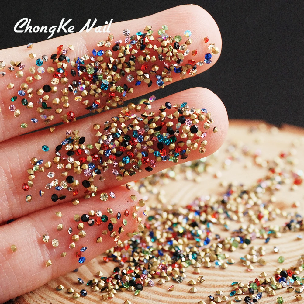 

Hisenlee 1.3mm 1440Pcs Tiny Mini Nails Glitter Rhinestone Micro Diamond 3D Nail Art Glitter Rhinestones Decorations Color Pixie