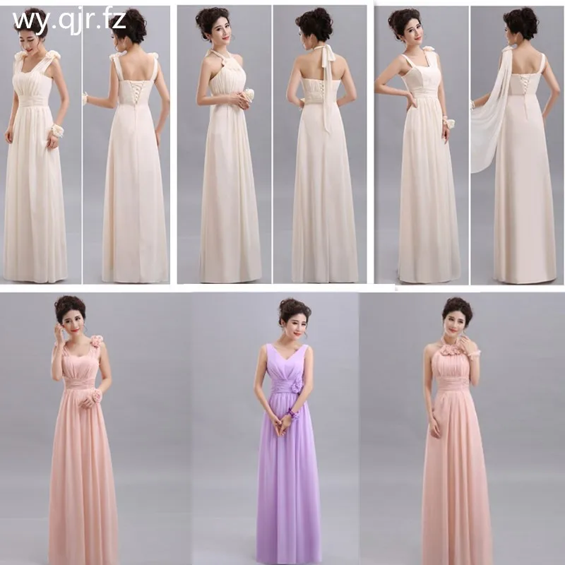 

PTH-70X#Halter Lace Up Chiffon Peach Purple Champagne nude pink Bridesmaid Dresses Long wholesale Custom wedding party dress gir