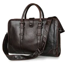 High Quality Genuine Cow Leather Men’s Briefcase Dark Coffee Business Portfolio Laptop Handbag Men Messenger Bags J7339