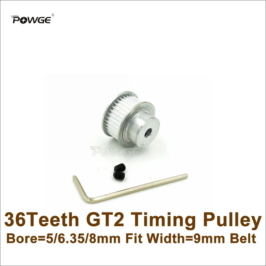 POWGE 36 зубьев 2GT зубчатый шкив Диаметр отверстия 5/6. 35/8 мм подходящая ширина 9 ремень