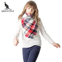 Шарфы для девочек, зимний теплый кашемировый шарф, шаль, Модное Длинное клетчатое саржевое платье шарфы высокого качества, Повседневная