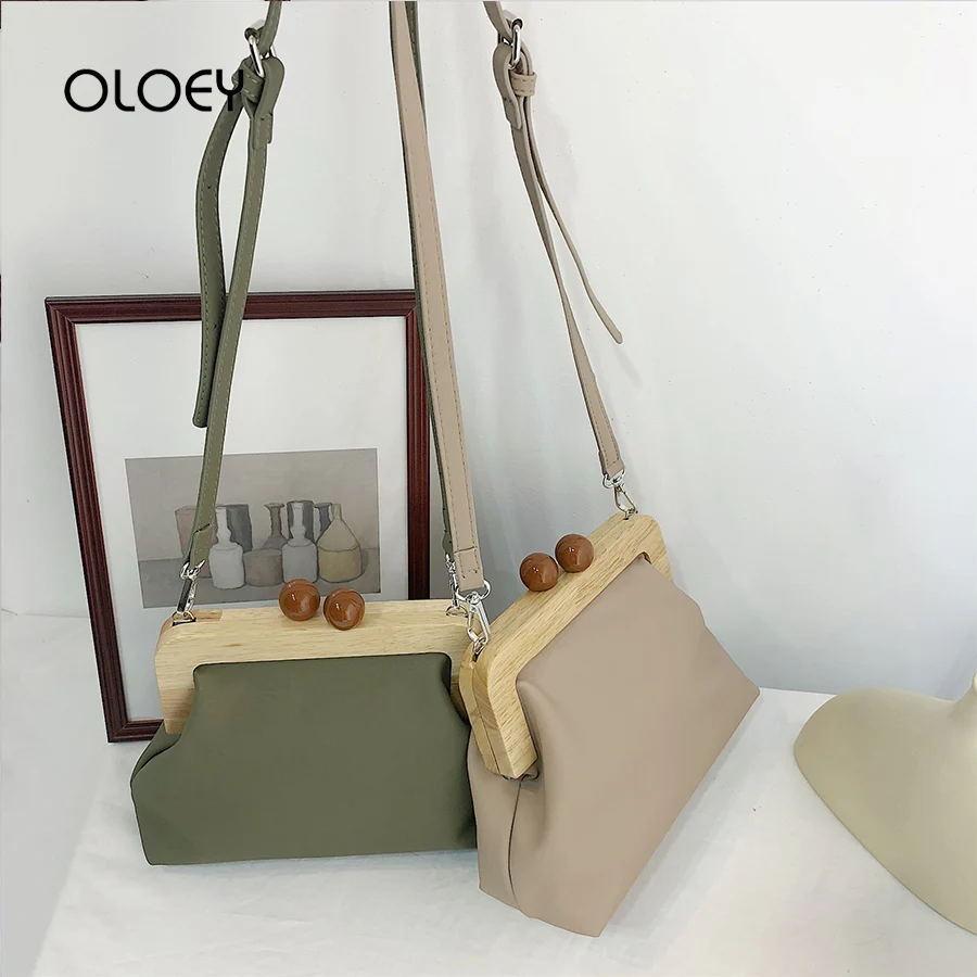 خمر الخشب كليب مقبض النساء حقائب مصمم Crossbody أكياس ل شيك الفتيات الفاخرة الكتف حقيبة ساعي مخلب مساء حقيبة