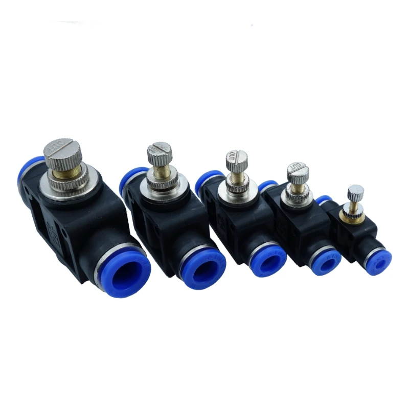 Pneumatic Flow Speed Control Valve Tube Push in Fitting For Water/Air Hose 4 6 8 10 12mm 3 pcs inline airflow control 12mm x 12mm push in quick connecter 2 way flow limiting pneumatic valve speed controller