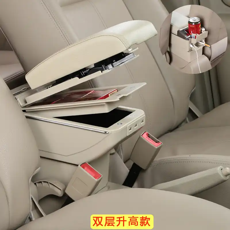 Car Armrest Box Center Console for Toyota Yaris 2006 2007 2008 2009 2010 2011 Rotatable Single Layer Black Arm Rest Storage Box with Cup Holder Ashtray Armrests Color : Grey