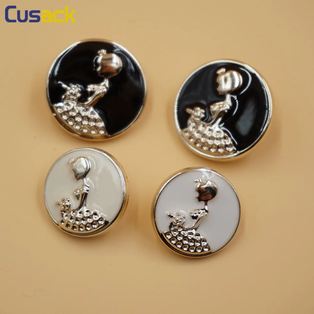 

20 pieces 21.5 25.5 mm Cartoon Plastic Round Shank Buttons for Shirt Suits Costumes DIY Handmade Sewing White Black