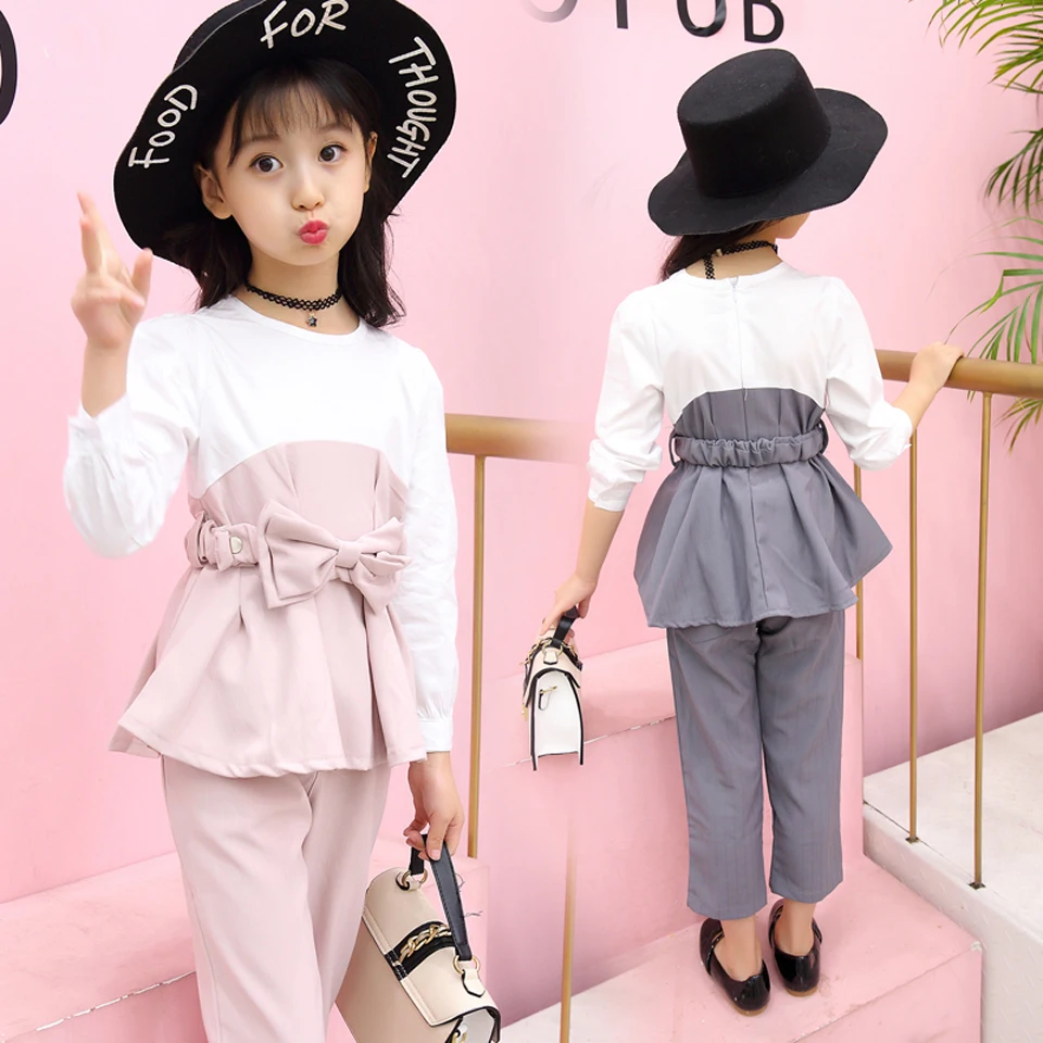 

2018 Autumn Outfit Kids Girls Clothes Set 2 PCS Top & Pants Striped Long Sleeve Casual Child Clothing 5 6 7 8 9 10 11 12 Years