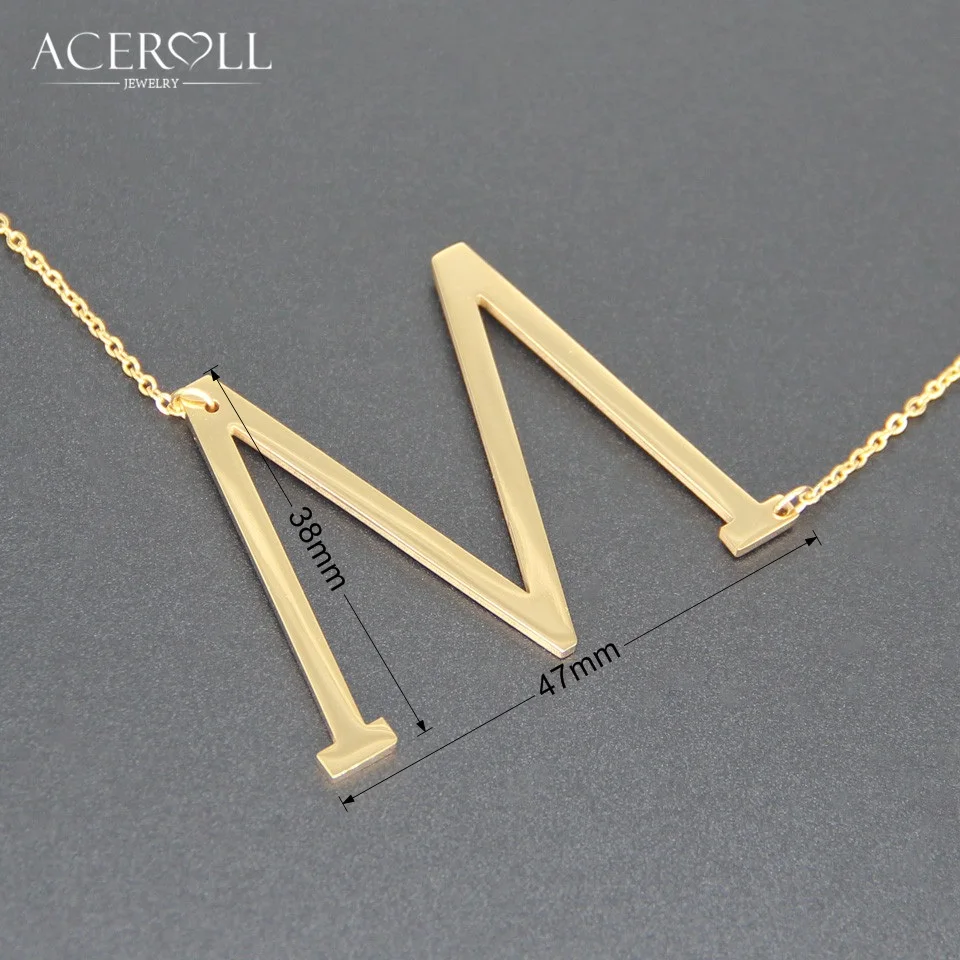 ACEROLL ожерелье с надписью-модное ожерелье из нержавеющей стали с большим боком и подвеской с именем алфавита