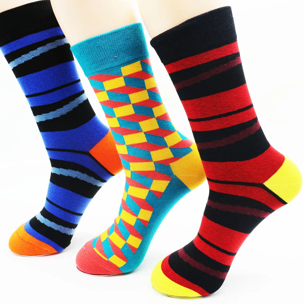 High quality combed cotton brand men socks colorful dress socks (3