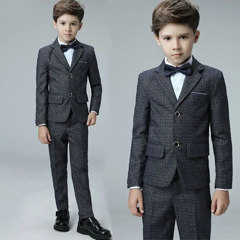 

New Baby Boy Suit For Piano Wedding Party Teenage Boys Jacket+Vest+Pant+Shirt+Bow Sets Kids Boys Suits Formal Clothes 5 Pcs Y95