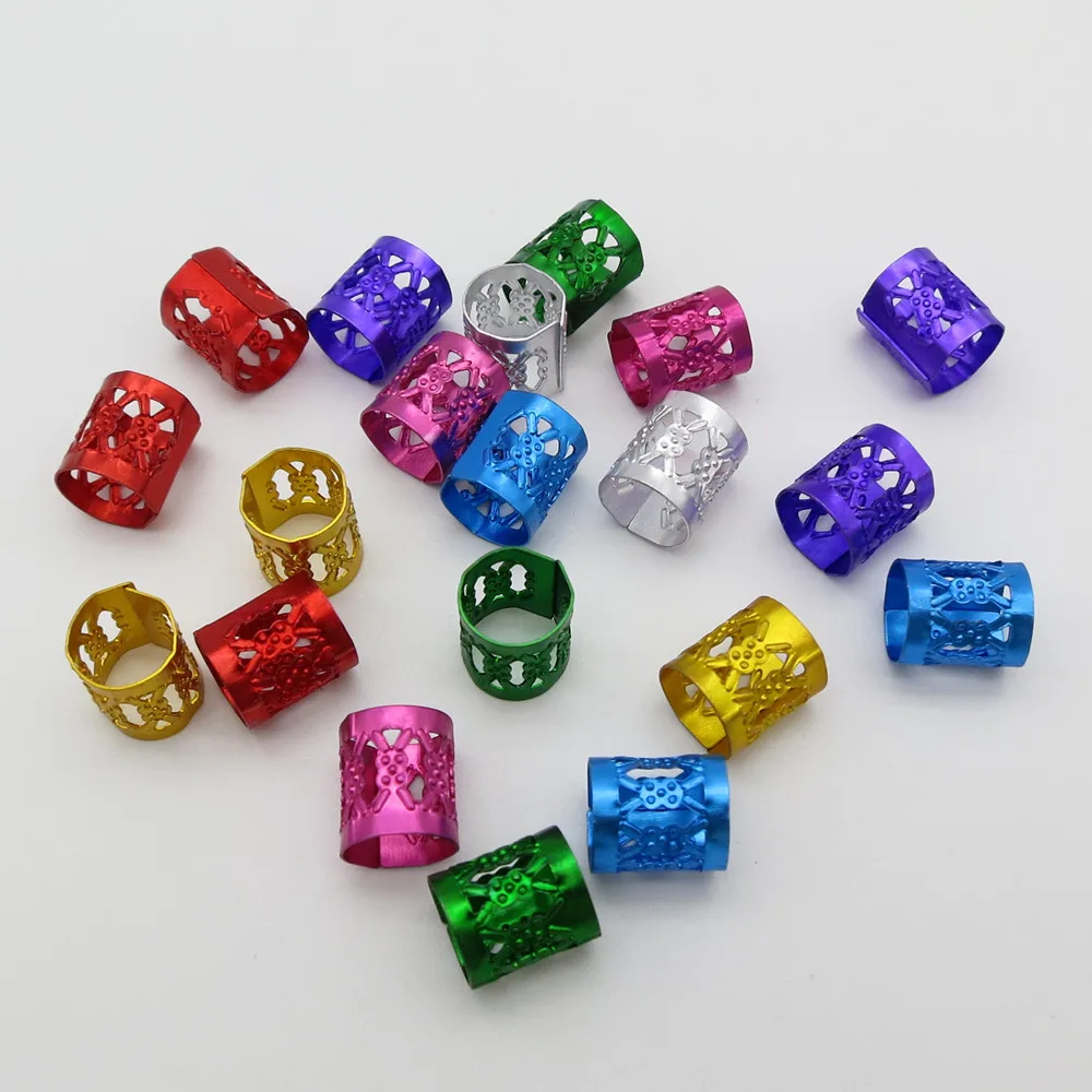 

100Pcs/Lot multi coloured color hair dread dreadlock Beads adjustable cuff clip approx 7mm hole clip