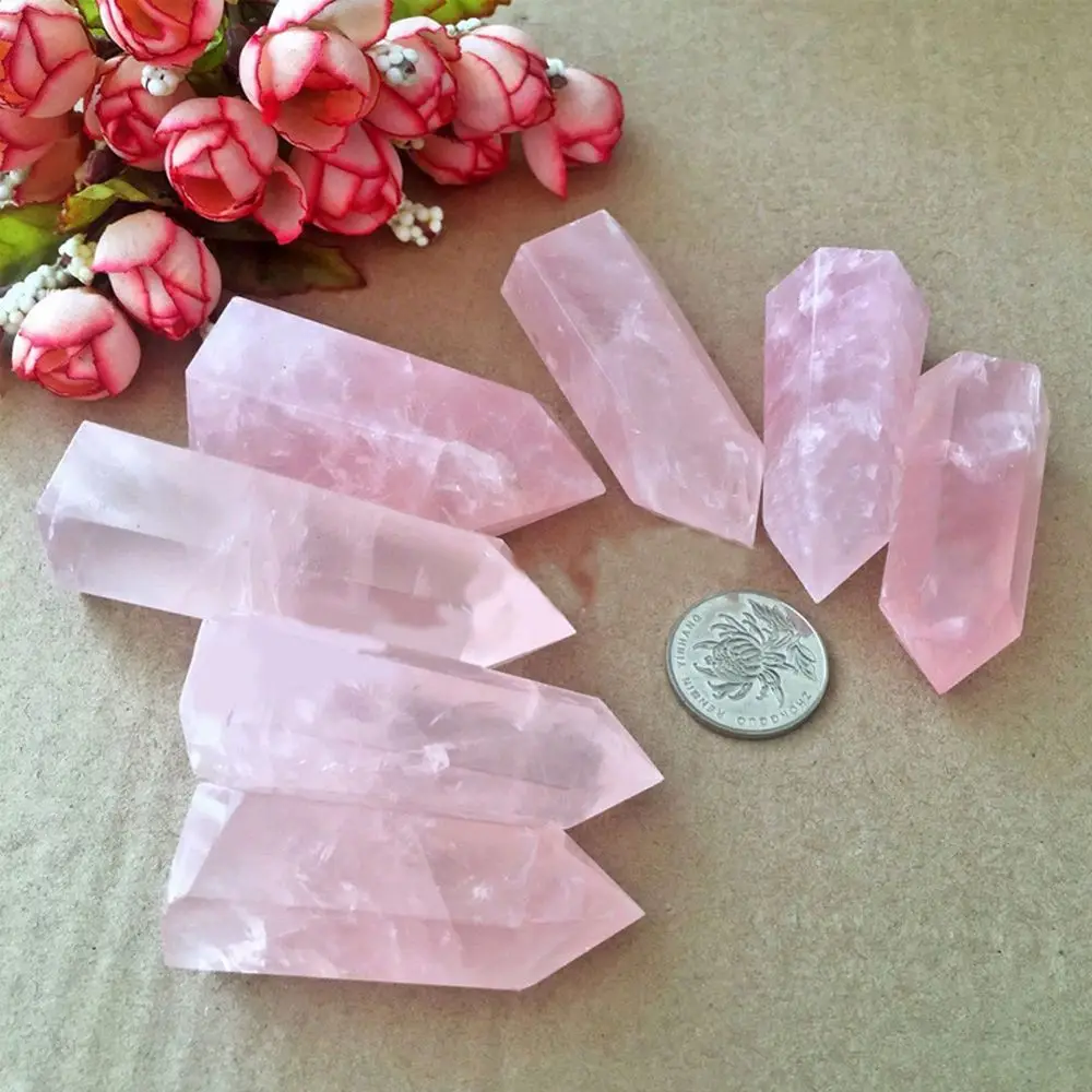Details about   Natural Pink/Rose Quartz Crystal Gemstone Hexagonal Pyramid Healing Decorations 
